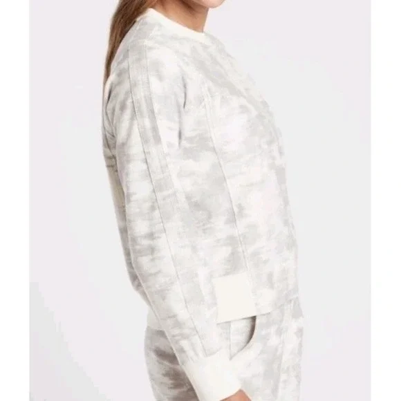 Athleta Farallon Sweatshirt 1X Inversion Gray White Tie Dye Crew Neck Pullover - Picture 3 of 11